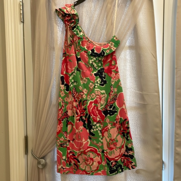 Lilly Pulitzer One Shoulder Ruffle A Thing Called Love Mini Floral Dress Size XS - Picture 5 of 7